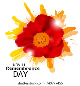 Vector illustration of a Banner for  remembrance day of Canada with poppy flowers.