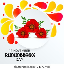 Vector illustration of a Banner for  remembrance day of Canada with poppy flowers.