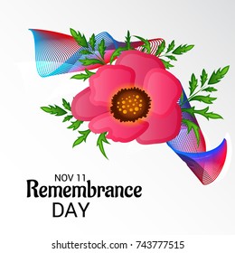 Vector illustration of a Banner for  remembrance day of Canada with poppy flowers.