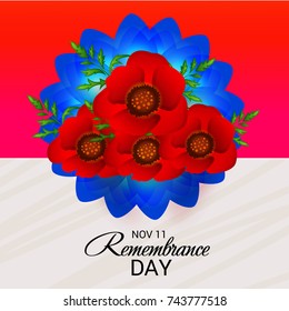 Vector illustration of a Banner for  remembrance day of Canada with poppy flowers.