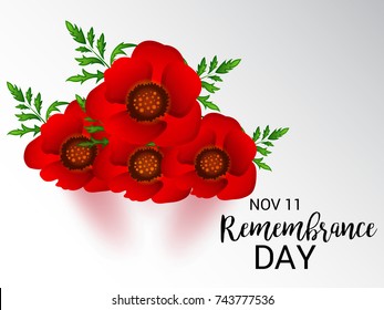 Vector illustration of a Banner for  remembrance day of Canada with poppy flowers.
