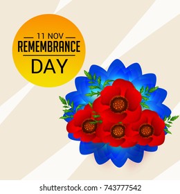 Vector illustration of a Banner for  remembrance day of Canada with poppy flowers.