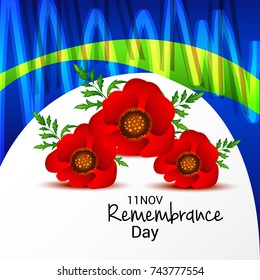Vector illustration of a Banner for  remembrance day of Canada with poppy flowers.