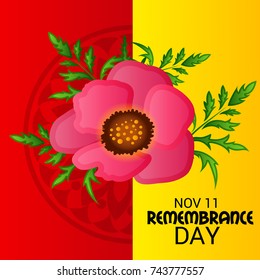 Vector illustration of a Banner for  remembrance day of Canada with poppy flowers.