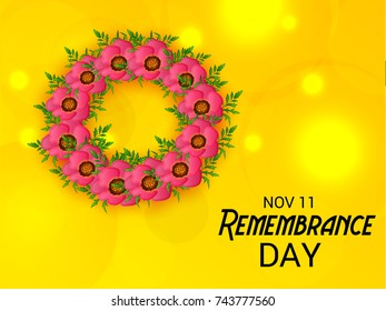 Vector illustration of a Banner for  remembrance day of Canada with poppy flowers.