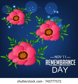 Vector illustration of a Banner for  remembrance day of Canada with poppy flowers.