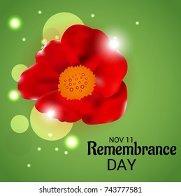 Vector illustration of a Banner for  remembrance day of Canada with poppy flowers.