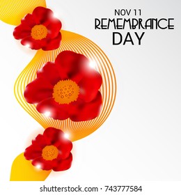 Vector illustration of a Banner for  remembrance day of Canada with poppy flowers.
