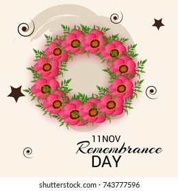 Vector illustration of a Banner for  remembrance day of Canada with poppy flowers.