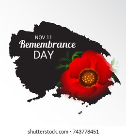 Vector illustration of a Banner for  remembrance day of Canada with poppy flowers.