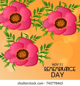 Vector illustration of a Banner for  remembrance day of Canada with poppy flowers.