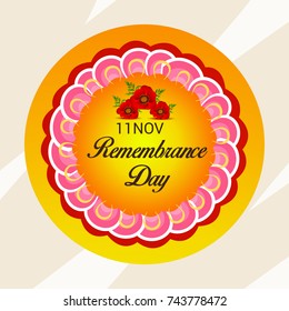 Vector illustration of a Banner for  remembrance day of Canada with poppy flowers.