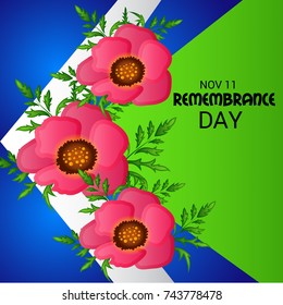Vector illustration of a Banner for  remembrance day of Canada with poppy flowers.