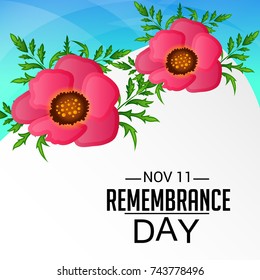 Vector illustration of a Banner for  remembrance day of Canada with poppy flowers.