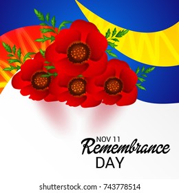 Vector illustration of a Banner for  remembrance day of Canada with poppy flowers.