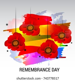Vector illustration of a Banner for  remembrance day of Canada with poppy flowers.