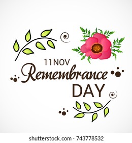 Vector illustration of a Banner for  remembrance day of Canada with poppy flowers.