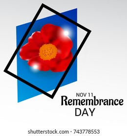 Vector illustration of a Banner for  remembrance day of Canada with poppy flowers.
