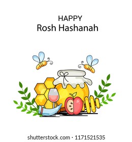 Vector illustration of a Banner for Rosh Hashanah Jewish New Year Holiday.