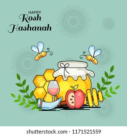 Vector illustration of a Banner for Rosh Hashanah Jewish New Year Holiday.