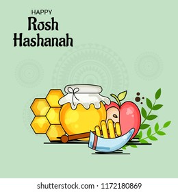 Vector illustration of a Banner for Rosh Hashanah Jewish New Year Holiday.