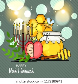 Vector illustration of a Banner for Rosh Hashanah Jewish New Year Holiday.