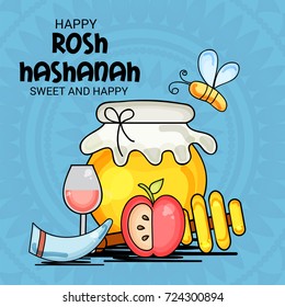 Vector illustration of a Banner for Rosh hashanah jewish new year holiday.