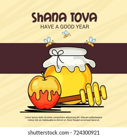 Vector illustration of a Banner for Rosh hashanah jewish new year holiday.