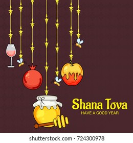 Vector illustration of a Banner for Rosh hashanah jewish new year holiday.