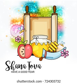Vector illustration of a Banner for Rosh hashanah jewish new year holiday.