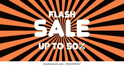 Vector illustration, banner for sales, in the style of the 60s, 70s, for the design of business cards, banners, publications in social networks, bright style, hypnotic effect