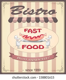 vector illustration banner with sausage  on the vintage background- eps10