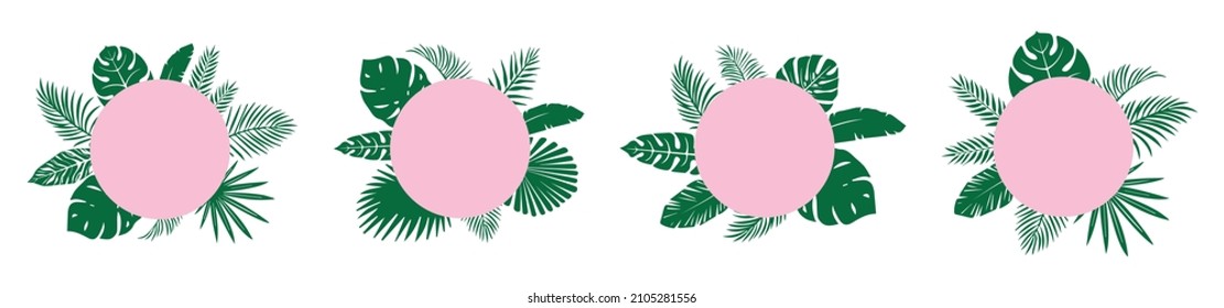 Vector Illustration banner set of stickers backgrounds summer vibe summer time with colorful palm leaf summer sale promotion	