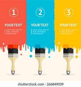 Vector illustration banner set vertical  with colorful brushes. Red, blue and yellow.