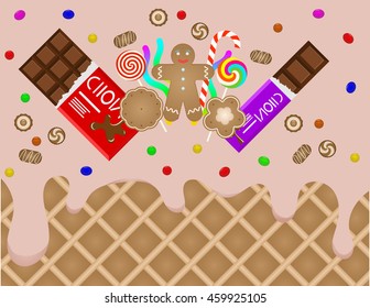 Vector Illustration Banner Shop Sweets Sweets Stock Vector Royalty Free Shutterstock