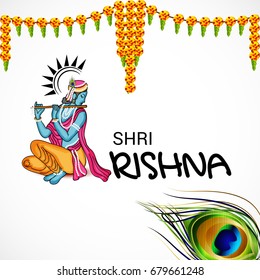 Vector Illustration Banner Shree Krishna Typography Stock Vector ...