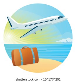 Vector Illustration - Banner, Site, Poster Template, Vacation Flying, Circle Logo