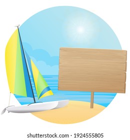 Vector illustration - Banner, site, poster template with place for your text. Wood table.