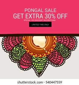 Vector illustration of a Banner For  South Indian harvesting festival Happy Pongal celebration.