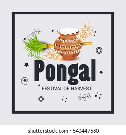 Vector illustration of a Banner For  South Indian harvesting festival Happy Pongal celebration.
