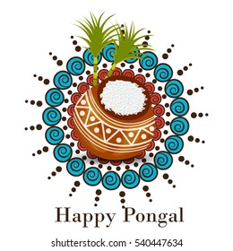 Vector illustration of a Banner For  South Indian harvesting festival Happy Pongal celebration.