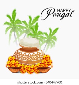 Vector illustration of a Banner For  South Indian harvesting festival Happy Pongal celebration.