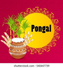 Vector illustration of a Banner For  South Indian harvesting festival Happy Pongal celebration.