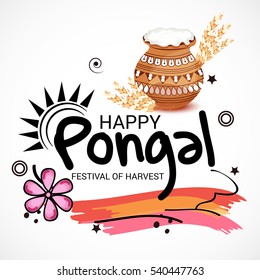 Vector illustration of a Banner For  South Indian harvesting festival Happy Pongal celebration.