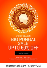 Vector illustration of a Banner For  South Indian harvesting festival Happy Pongal celebration.