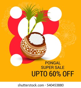 Vector illustration of a Banner For  South Indian harvesting festival Happy Pongal celebration.