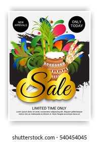 Vector illustration of a Banner For  South Indian harvesting festival Happy Pongal celebration.