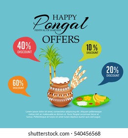 Vector illustration of a Banner For South Indian harvesting festival Happy Pongal celebration.
