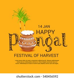 Ilustração vetorial de uma Bandeira para o festival de colheita da Índia do Sul Happy Pongal celebração.