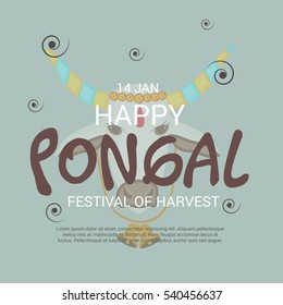 Vector illustration of a Banner For South Indian harvesting festival Happy Pongal celebration.
